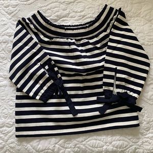 NWT J. Crew Navy and White Striped Blouse, Size Medium